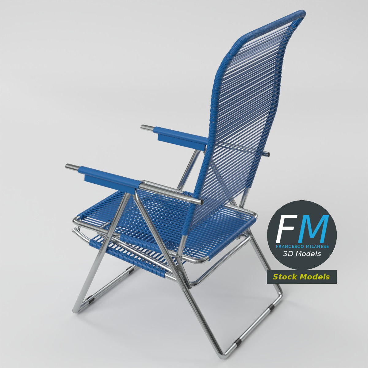Reclining chair with bungee cords 3D model_5