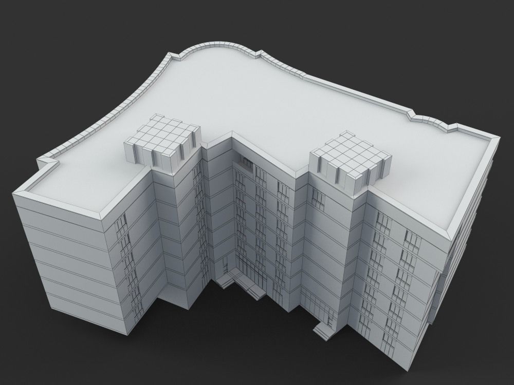 Modern Multi Story Office Building 3D model_10