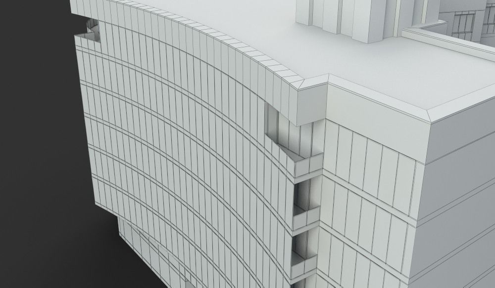 Modern Multi Story Office Building 3D model_12