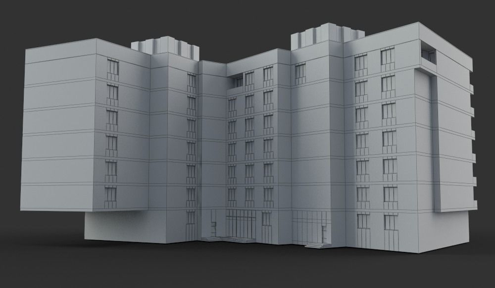 Modern Multi Story Office Building 3D model_11