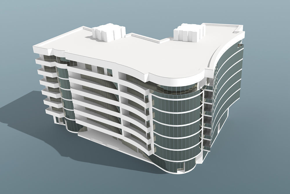 Modern Multi Story Office Building 3D model_2