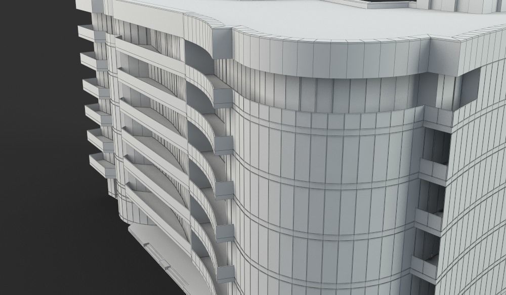 Modern Multi Story Office Building 3D model_13