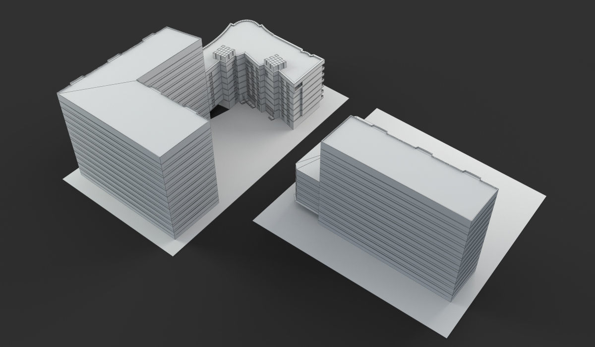 Modern Multi Story Office Building 3D model_9