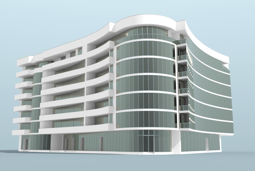 Modern Multi Story Office Building 3D model_1