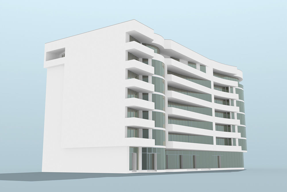 Modern Multi Story Office Building 3D model_5