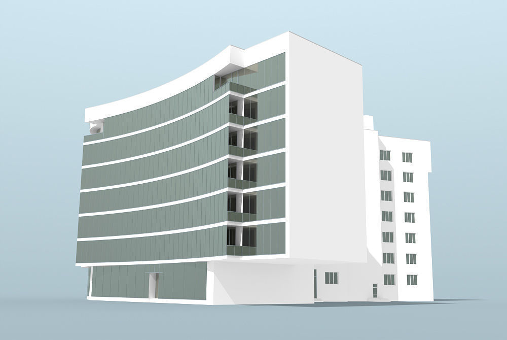 Modern Multi Story Office Building 3D model_4