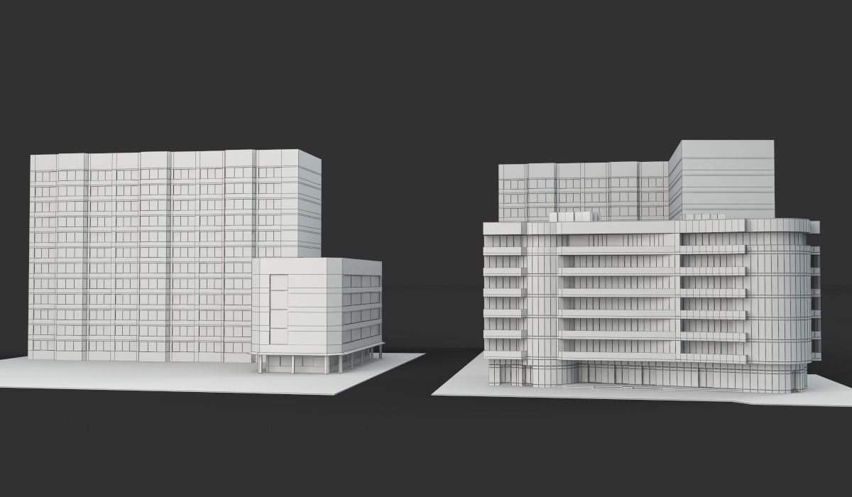 Modern Multi Story Office Building 3D model_8