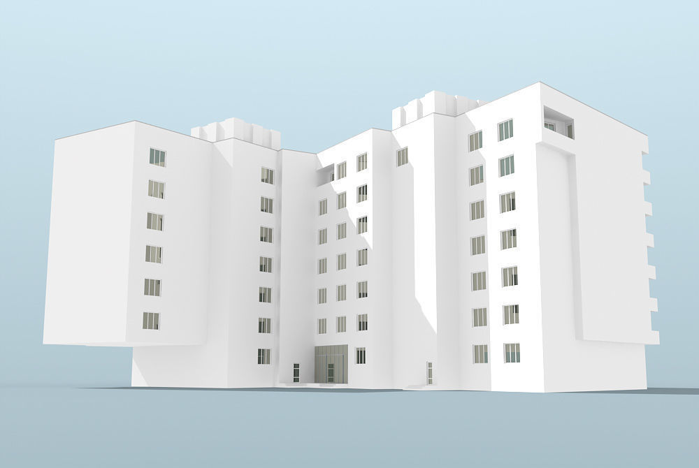 Modern Multi Story Office Building 3D model_3