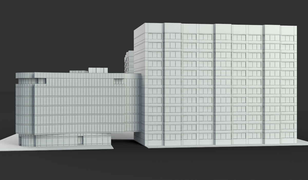 Modern Multi Story Office Building 3D model_7