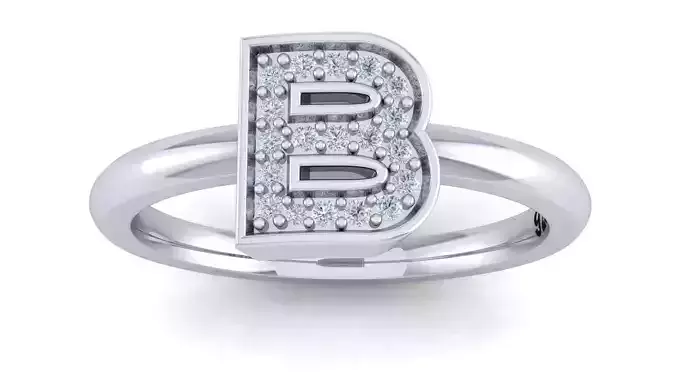 Alphabet ring letter B 3D print model