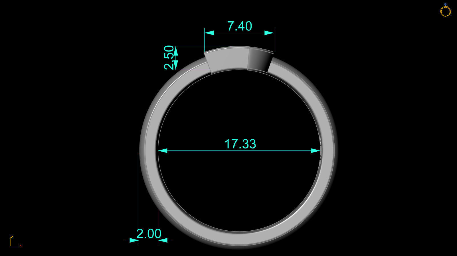 Alphabet ring letter B 3D print model_4
