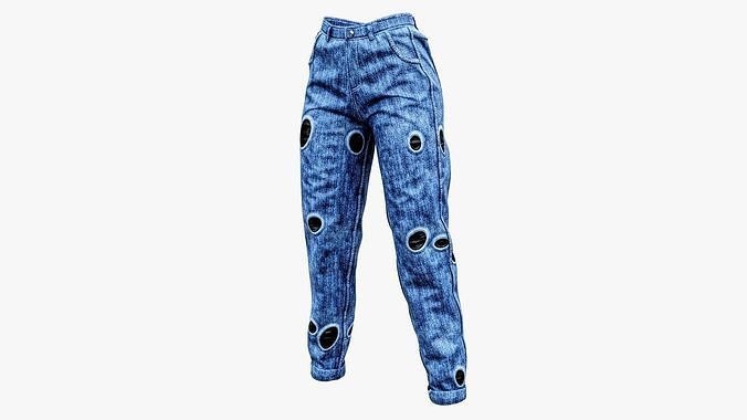Denim Jean Pants Low-poly 3D model