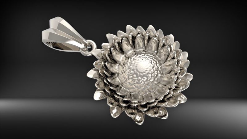 Sunflower Charm pendant necklace bracelet Jewelry 3D print model_2