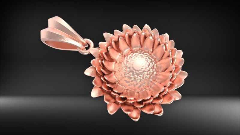 Sunflower Charm pendant necklace bracelet Jewelry 3D print model_5