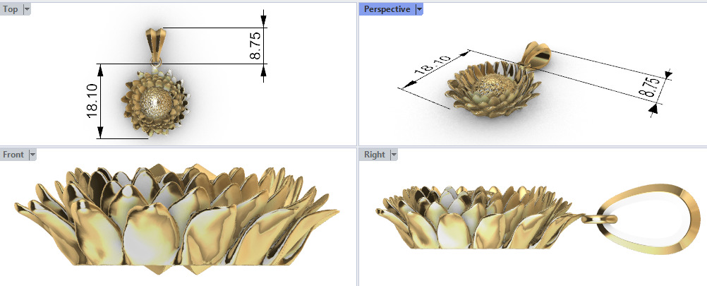 Sunflower Charm pendant necklace bracelet Jewelry 3D print model_20