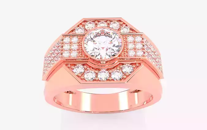 Mens Solitaire Ring 3dm stl renders details