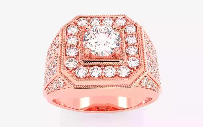 Mens Solitaire Ring 3dm stl renders details