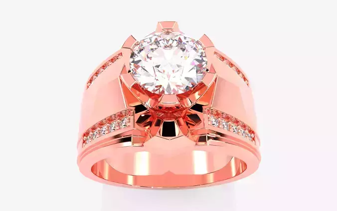 Mens Solitaire Ring 3dm stl renders details