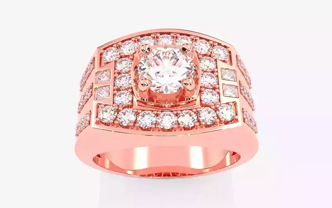 Mens Solitaire Ring 3dm stl renders details