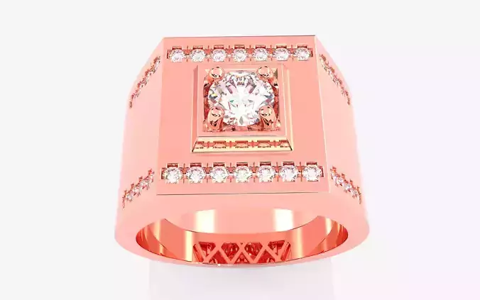 Mens Solitaire Ring 3dm stl renders details