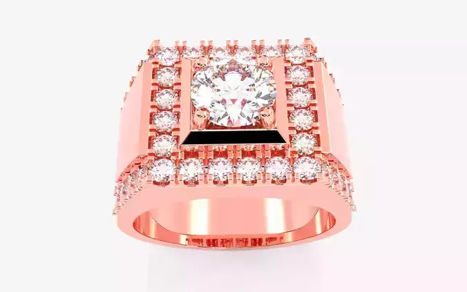 Mens Solitaire Ring 3dm stl renders details