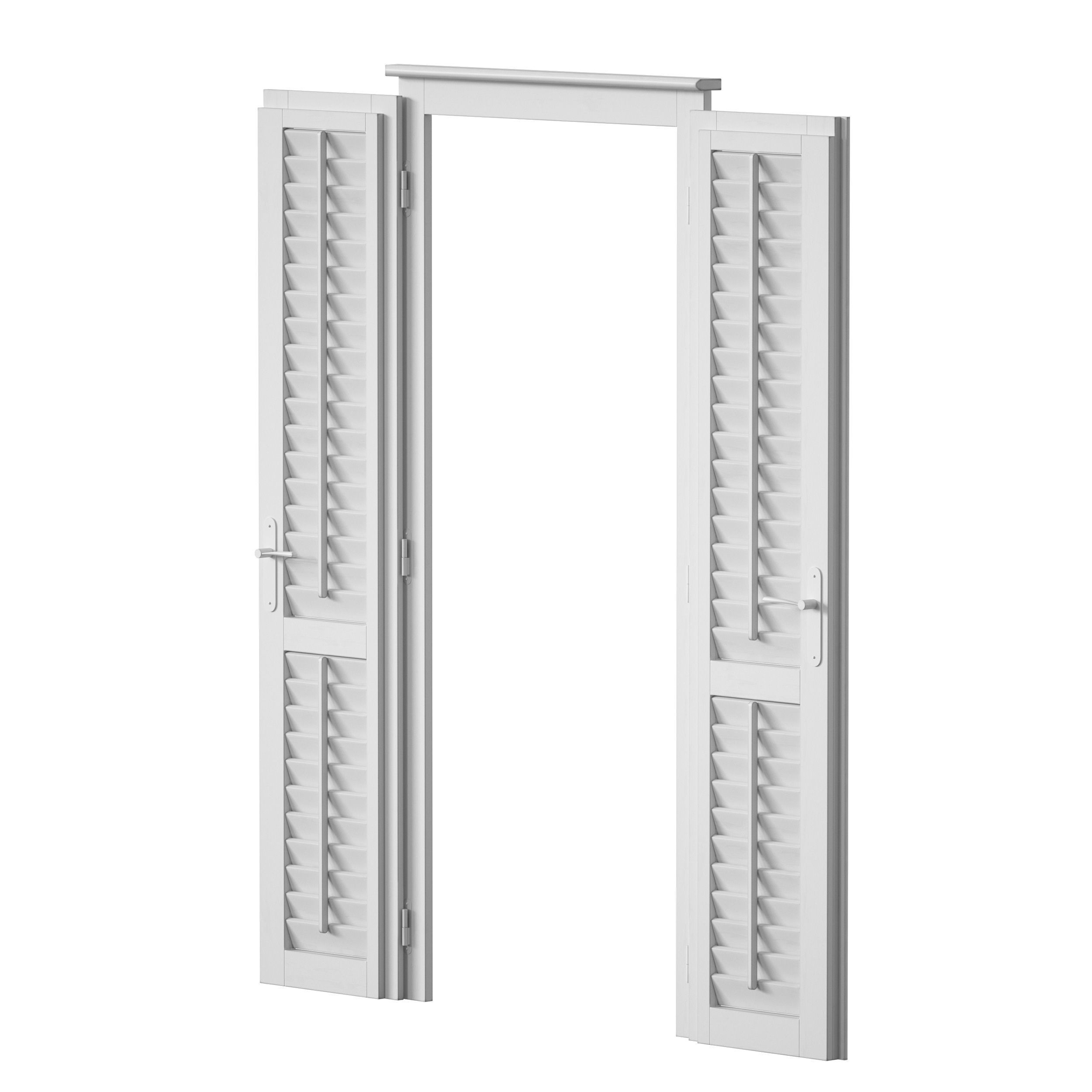 Wooden shutters blinds door and window 3D model_18