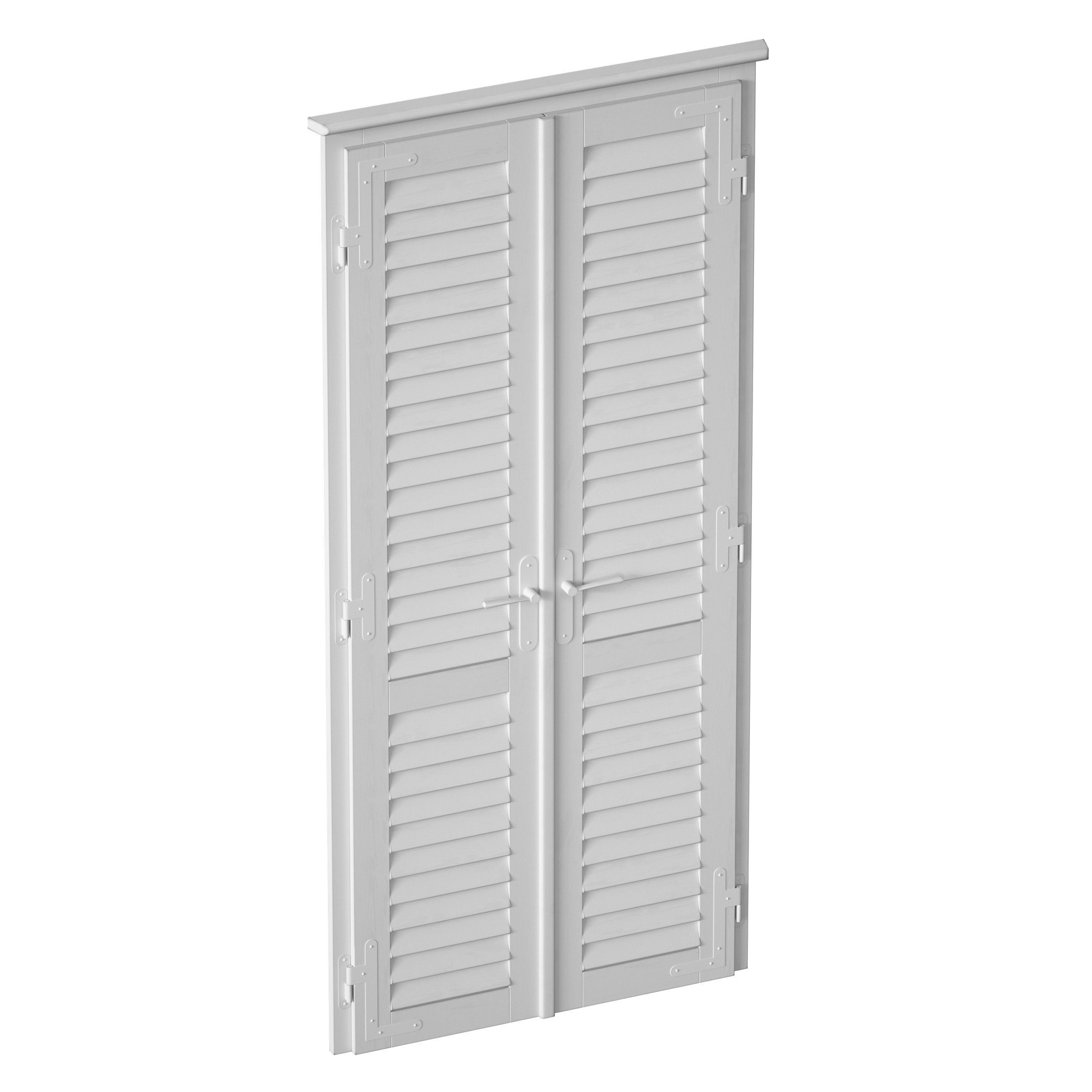 Wooden shutters blinds door and window 3D model_3