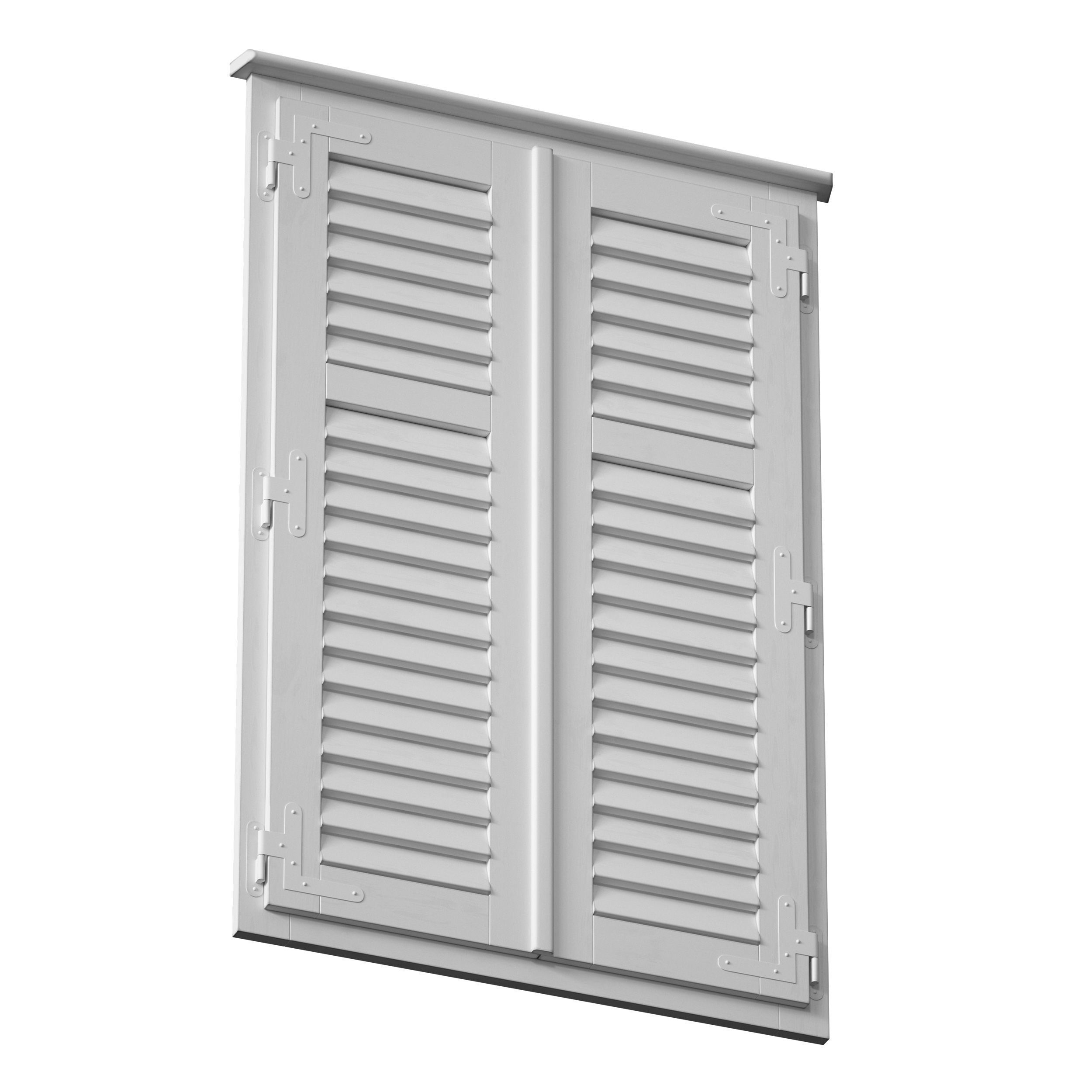 Wooden shutters blinds door and window 3D model_9