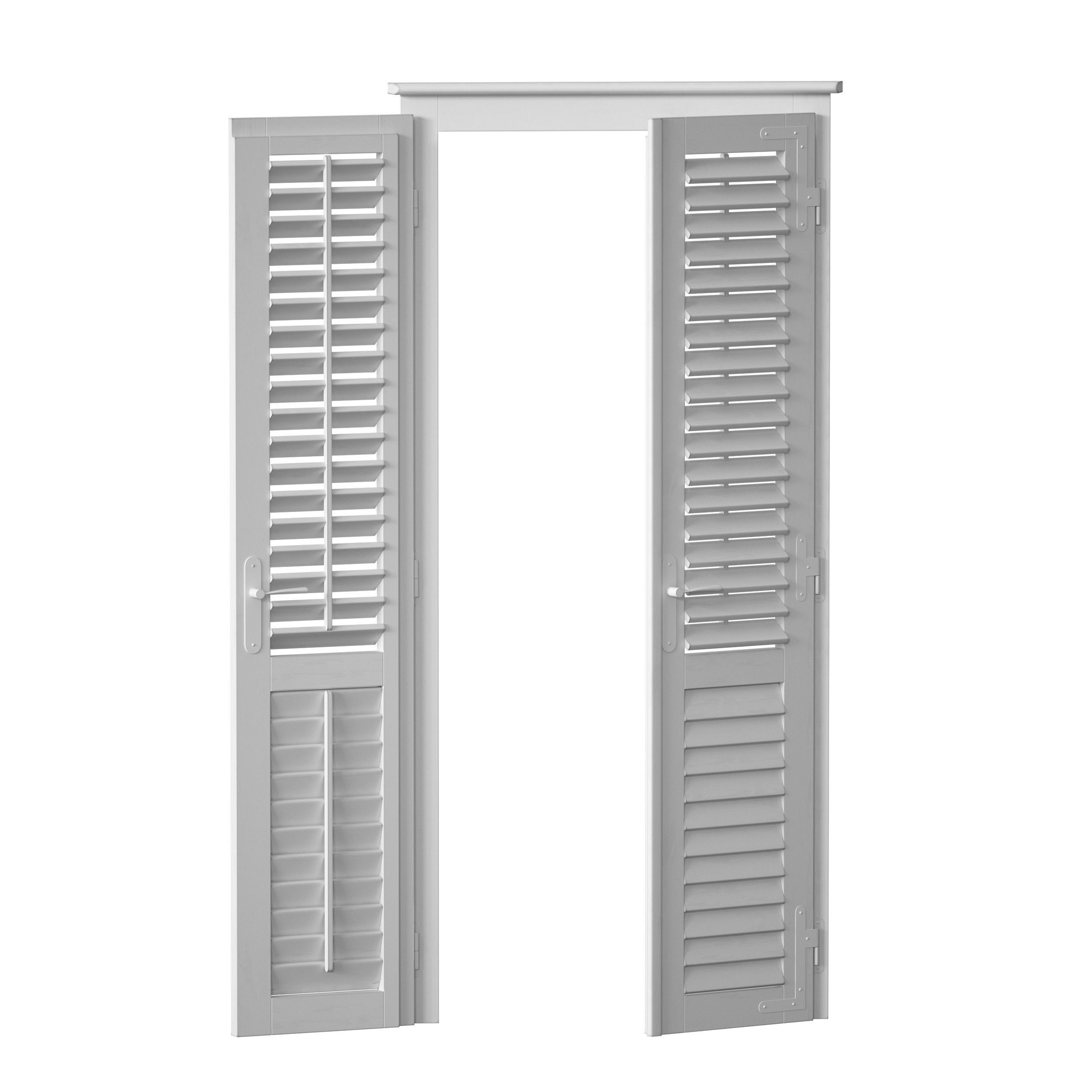 Wooden shutters blinds door and window 3D model_21