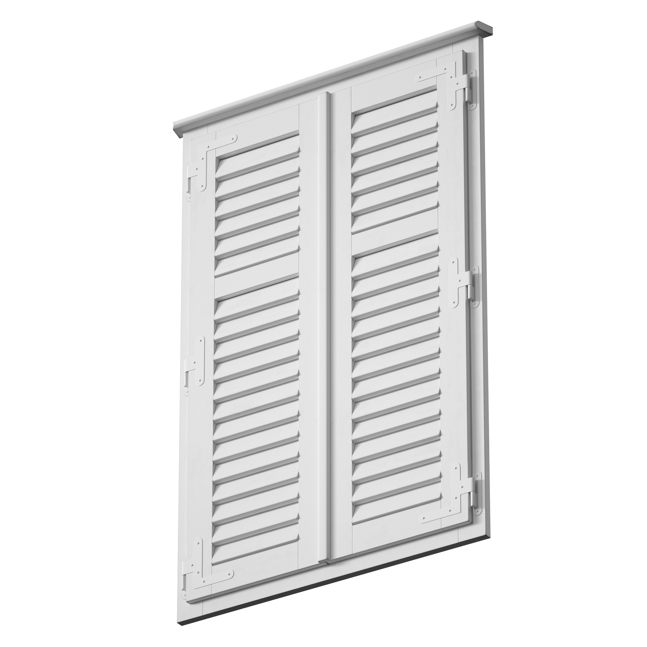 Wooden shutters blinds door and window 3D model_8