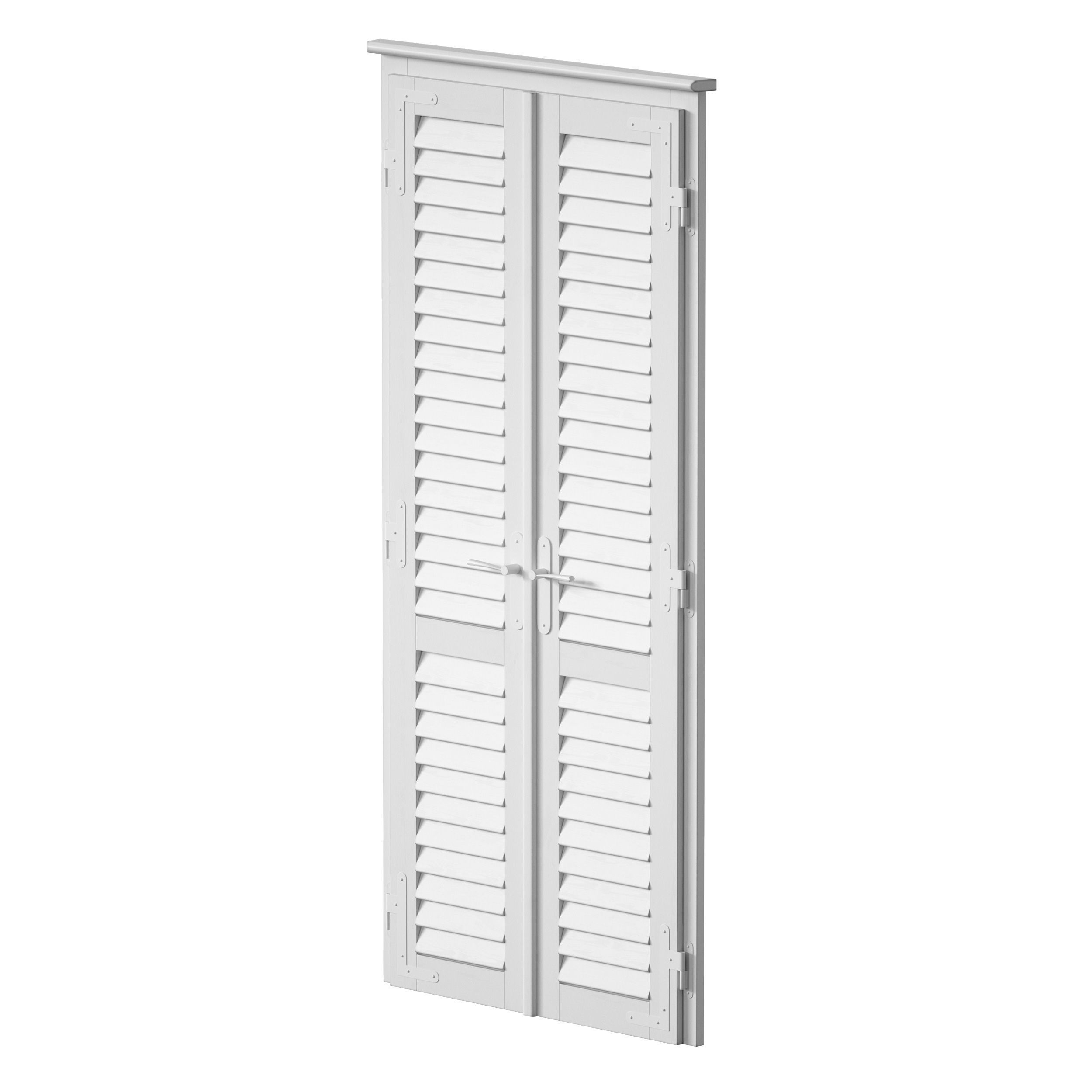 Wooden shutters blinds door and window 3D model_5