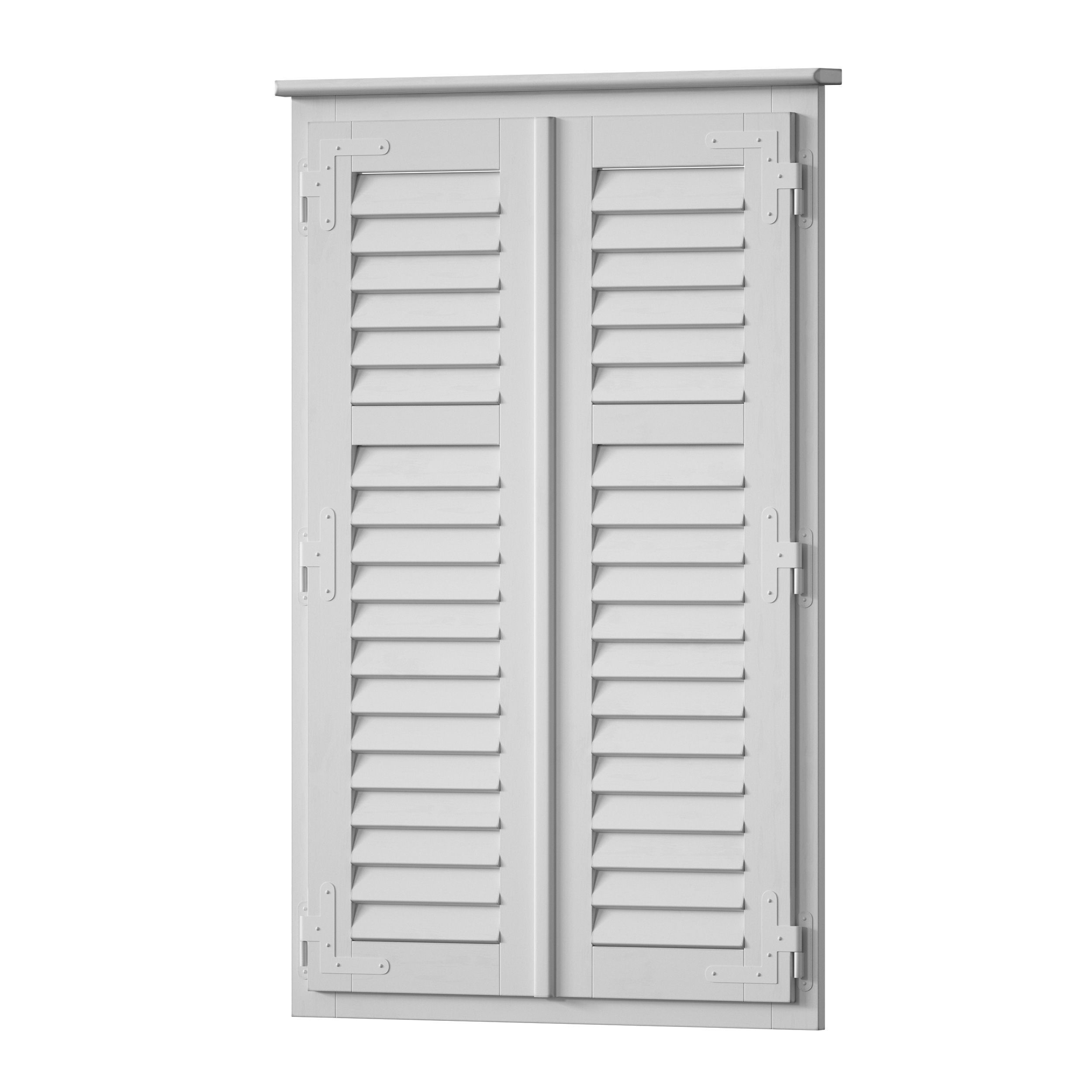 Wooden shutters blinds door and window 3D model_7