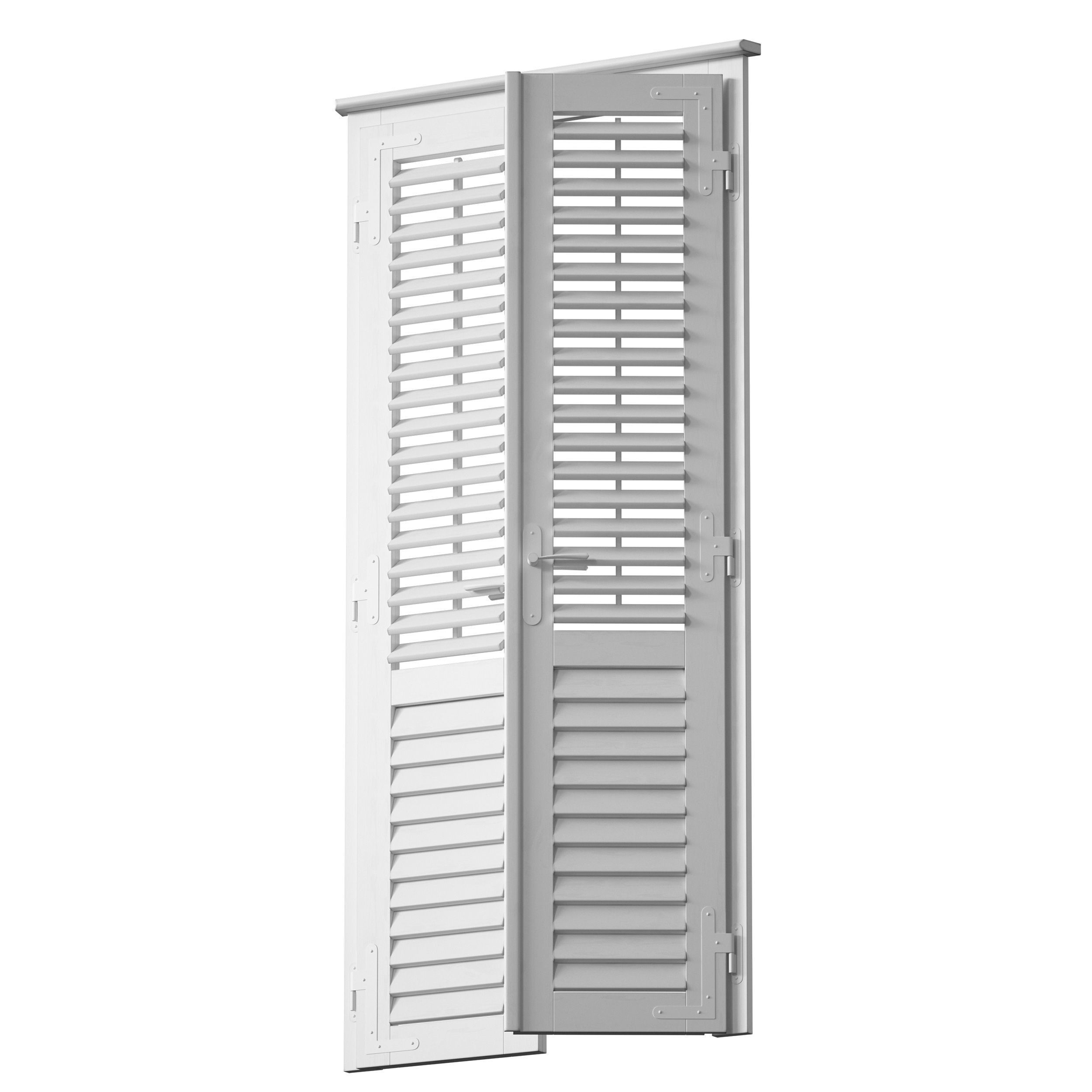 Wooden shutters blinds door and window 3D model_13