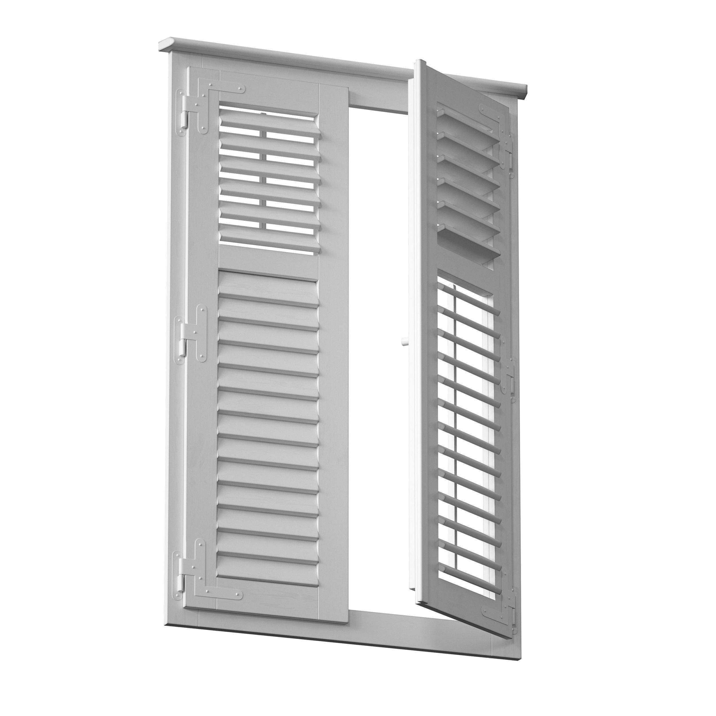 Wooden shutters blinds door and window 3D model_15