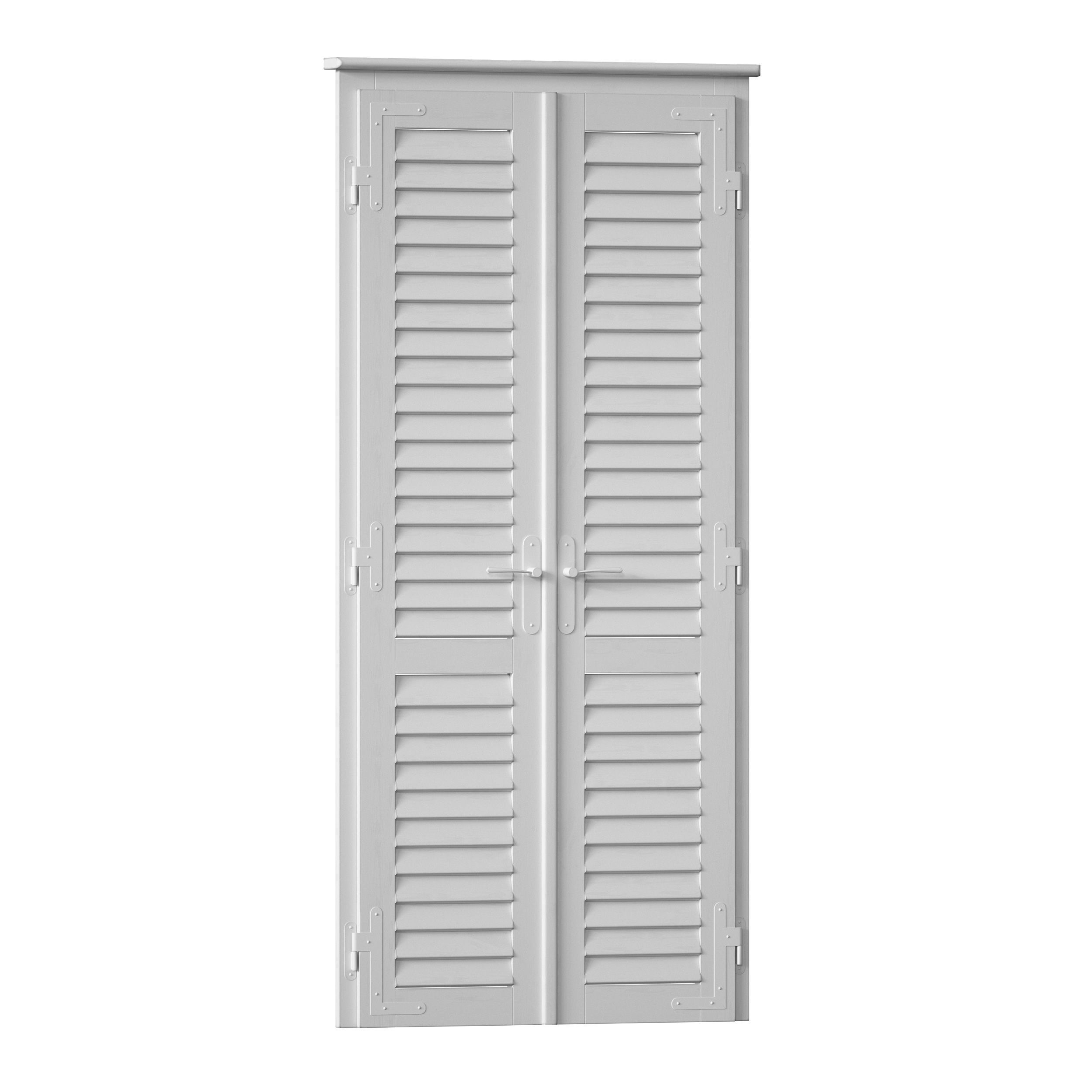 Wooden shutters blinds door and window 3D model_1
