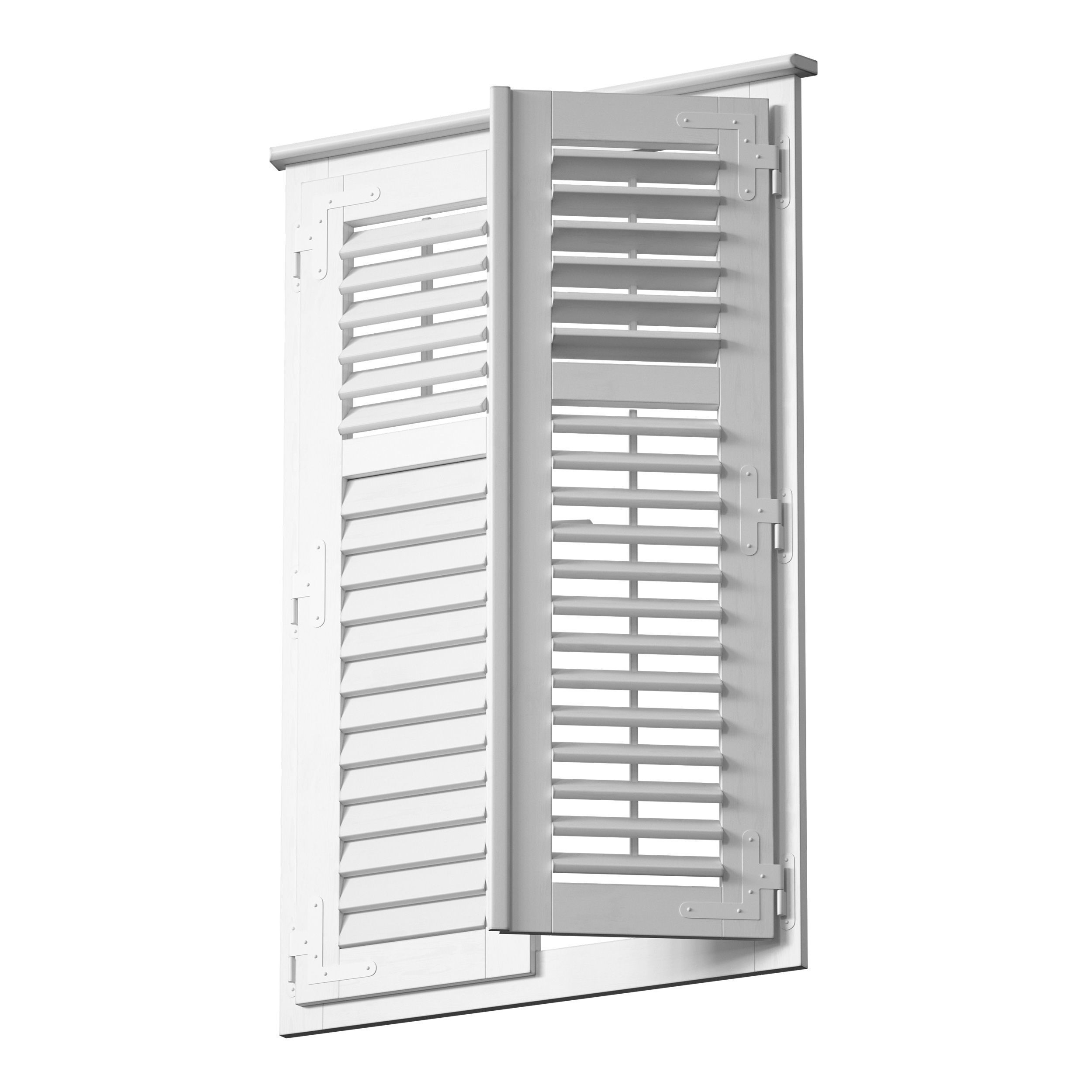 Wooden shutters blinds door and window 3D model_14