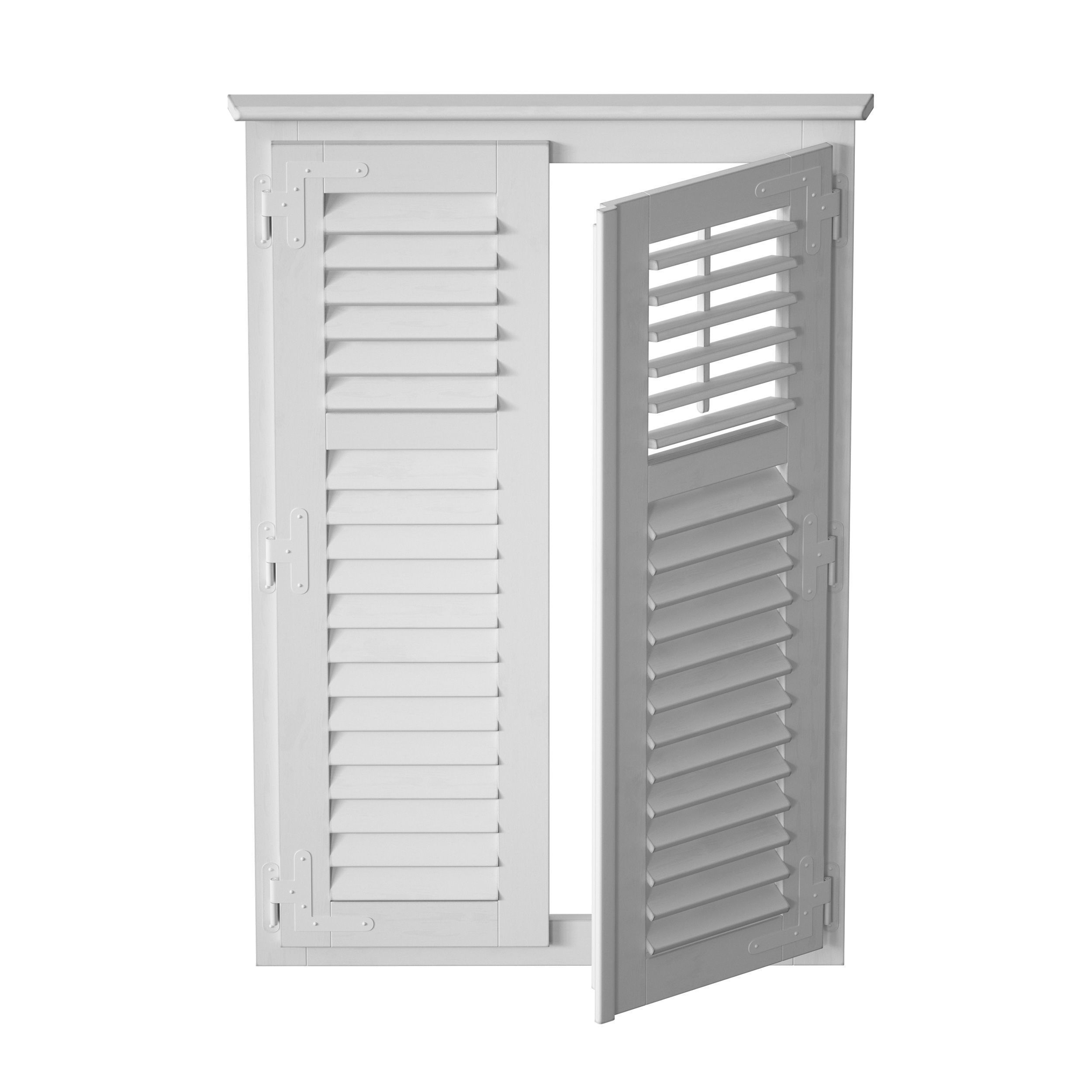 Wooden shutters blinds door and window 3D model_16