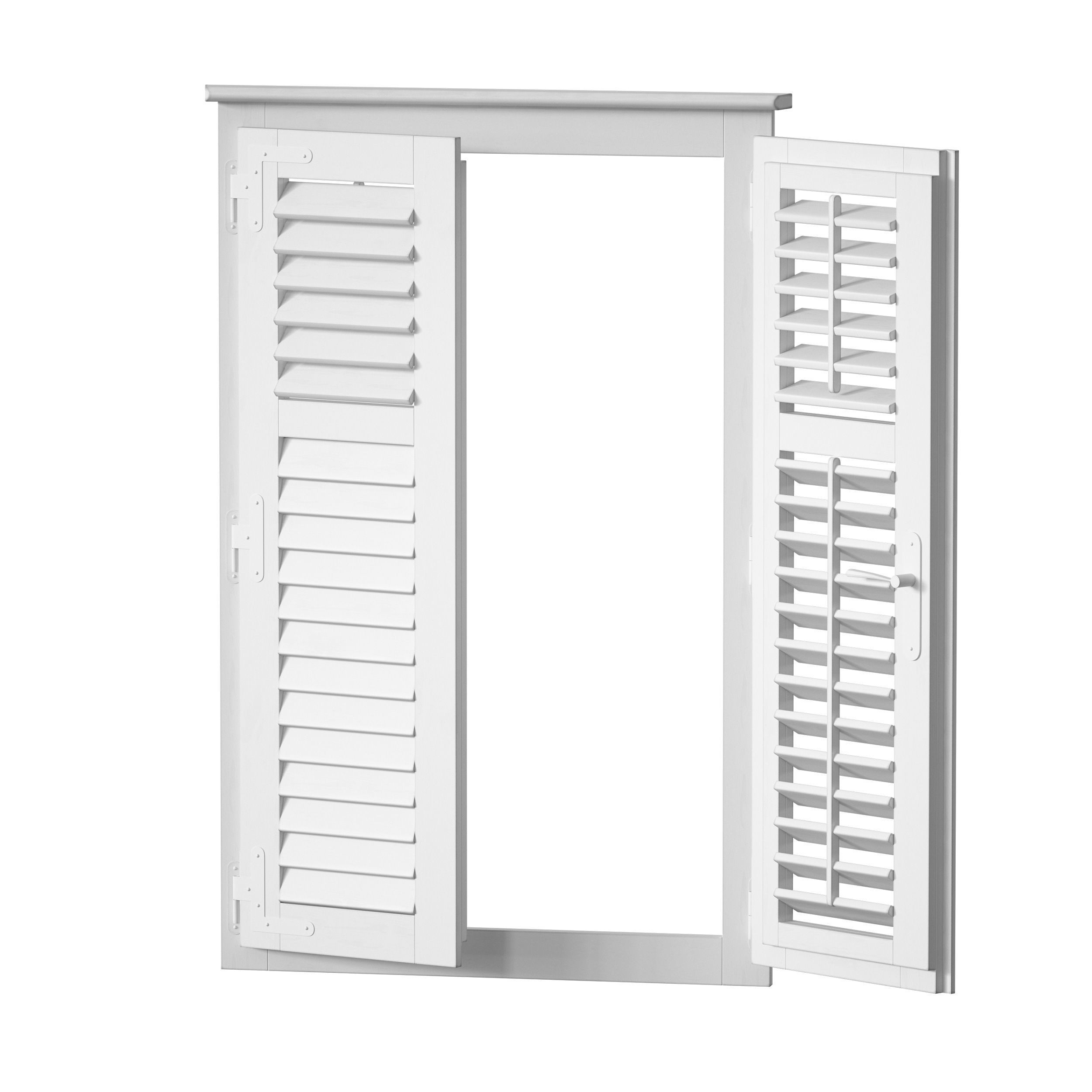 Wooden shutters blinds door and window 3D model_23