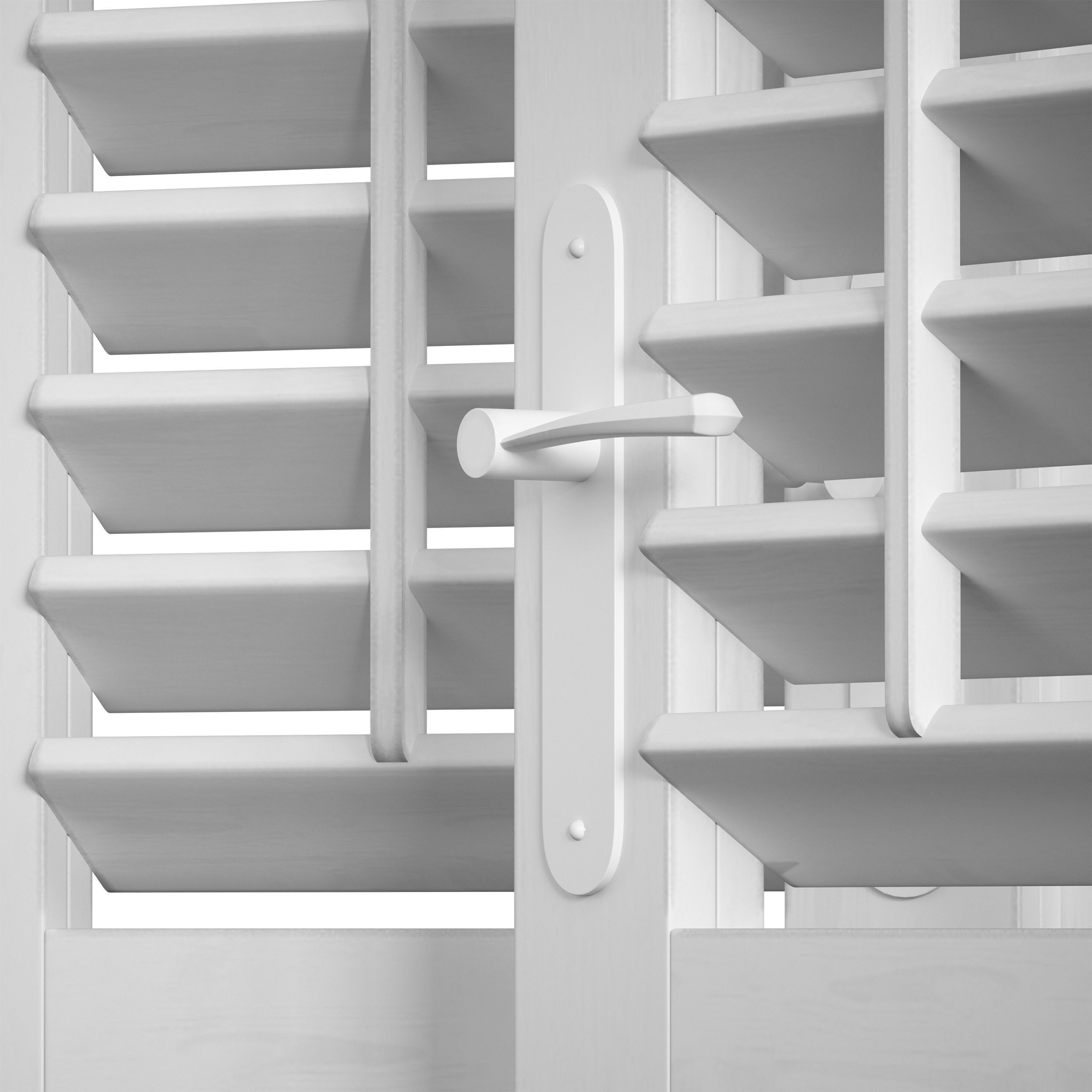 Wooden shutters blinds door and window 3D model_29