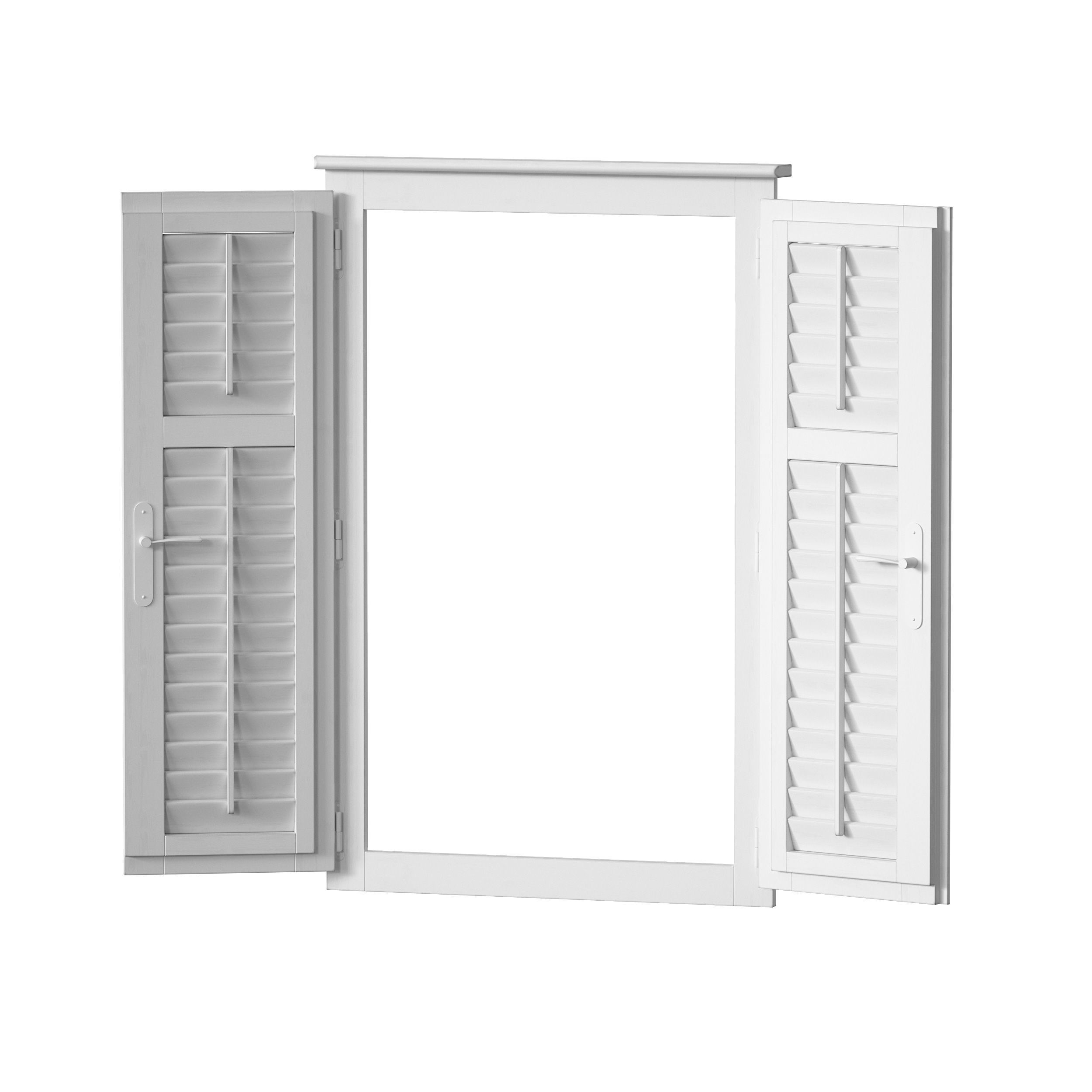 Wooden shutters blinds door and window 3D model_19