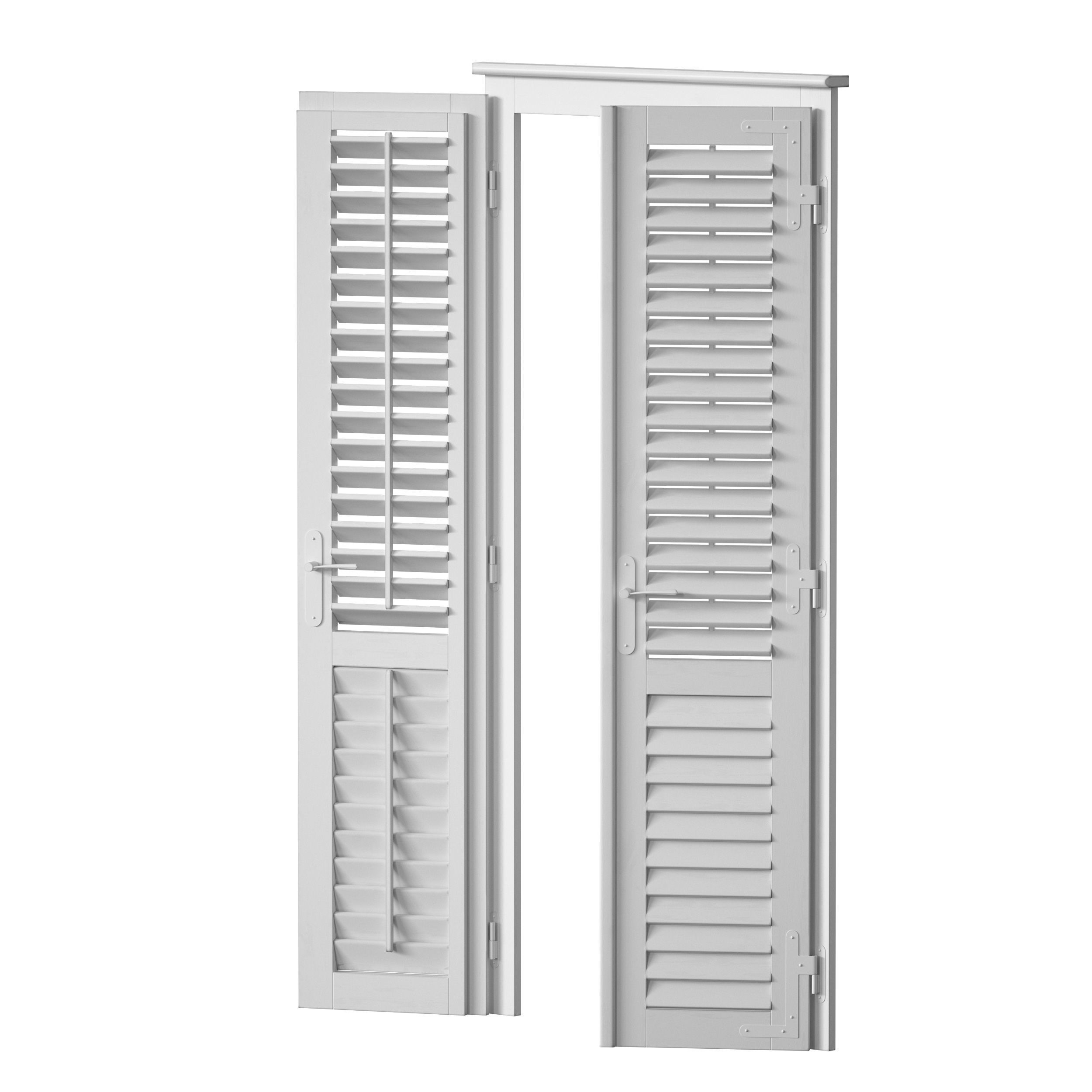 Wooden shutters blinds door and window 3D model_22