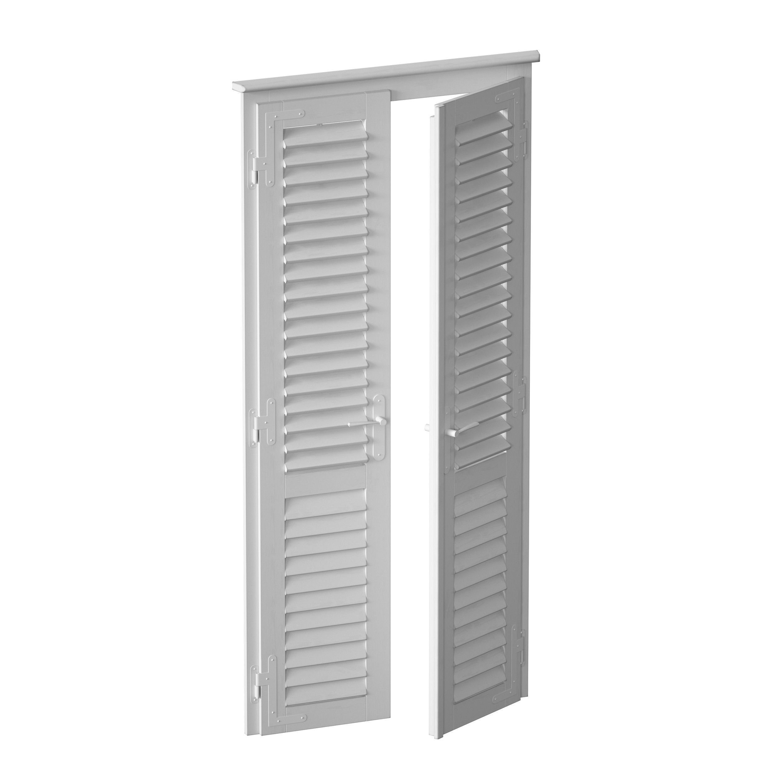 Wooden shutters blinds door and window 3D model_11