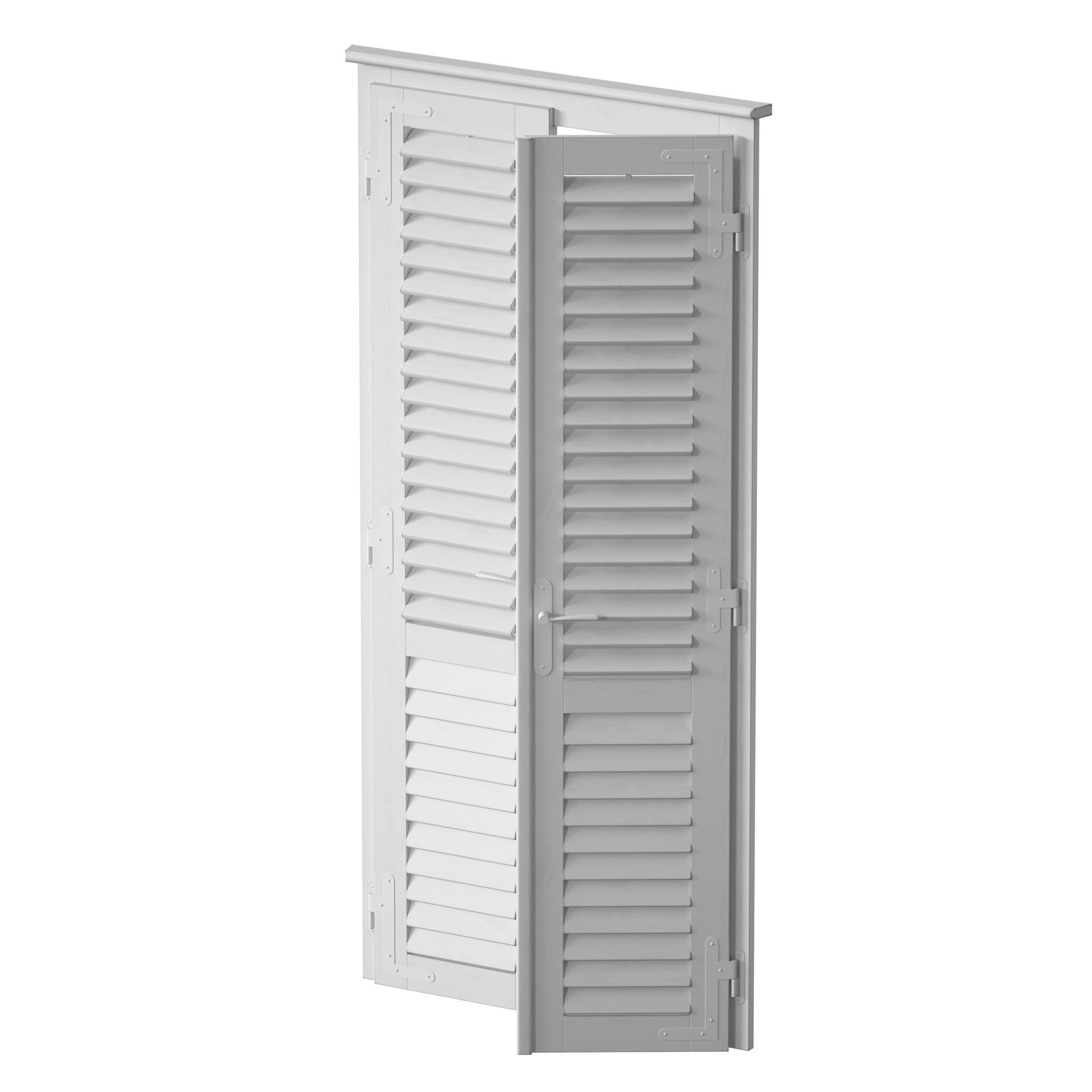Wooden shutters blinds door and window 3D model_12