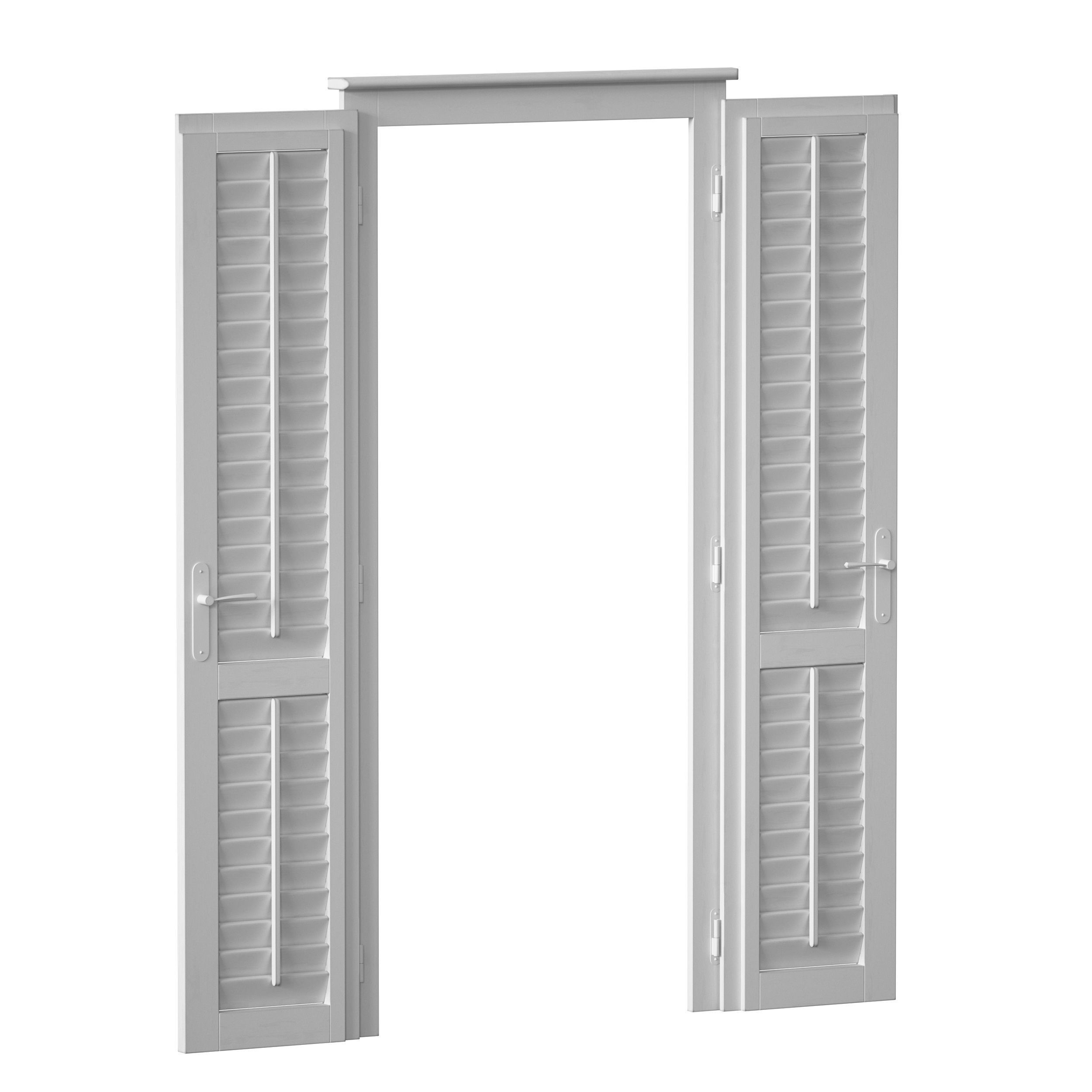 Wooden shutters blinds door and window 3D model_17