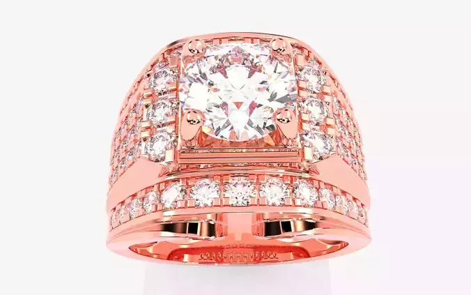 Mens Solitaire Ring 3dm stl renders details