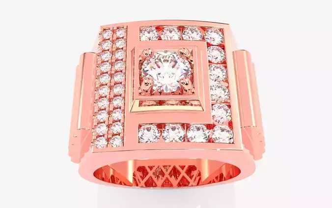 Mens Solitaire Ring 3dm stl renders details