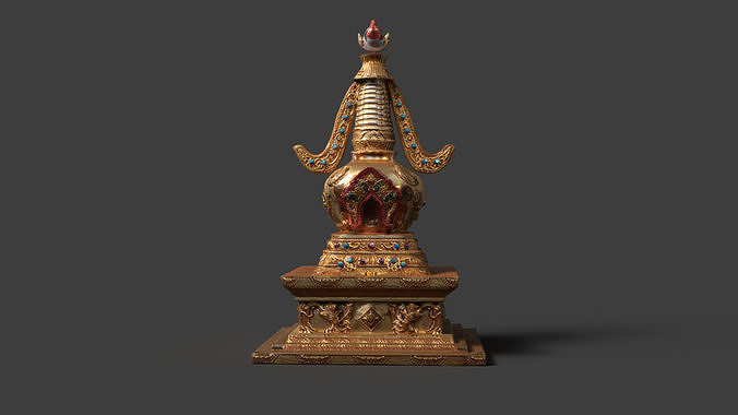 Chinese antique pagoda  Low-poly 3D model