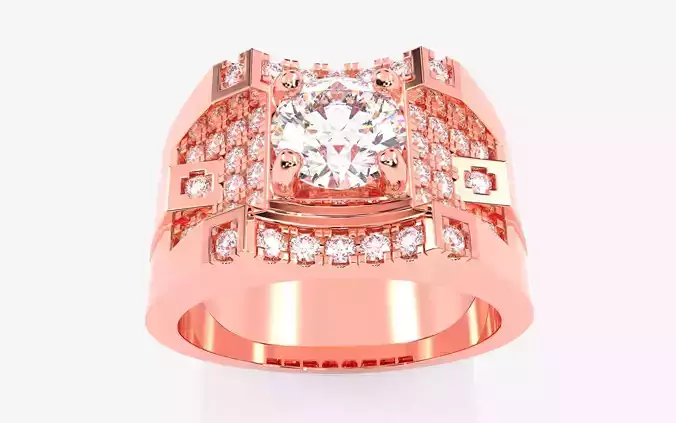 Mens Solitaire Ring 3dm stl renders details