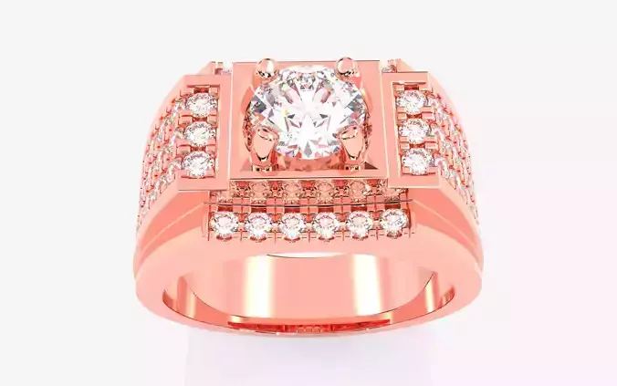 Mens Solitaire Ring 3dm stl renders details