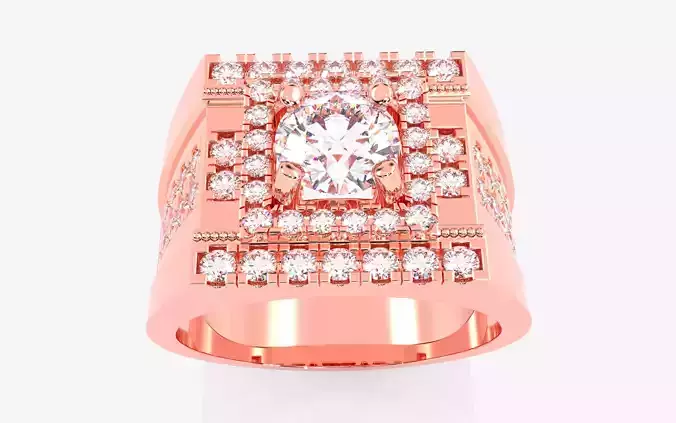 Mens Solitaire Ring 3dm stl renders details